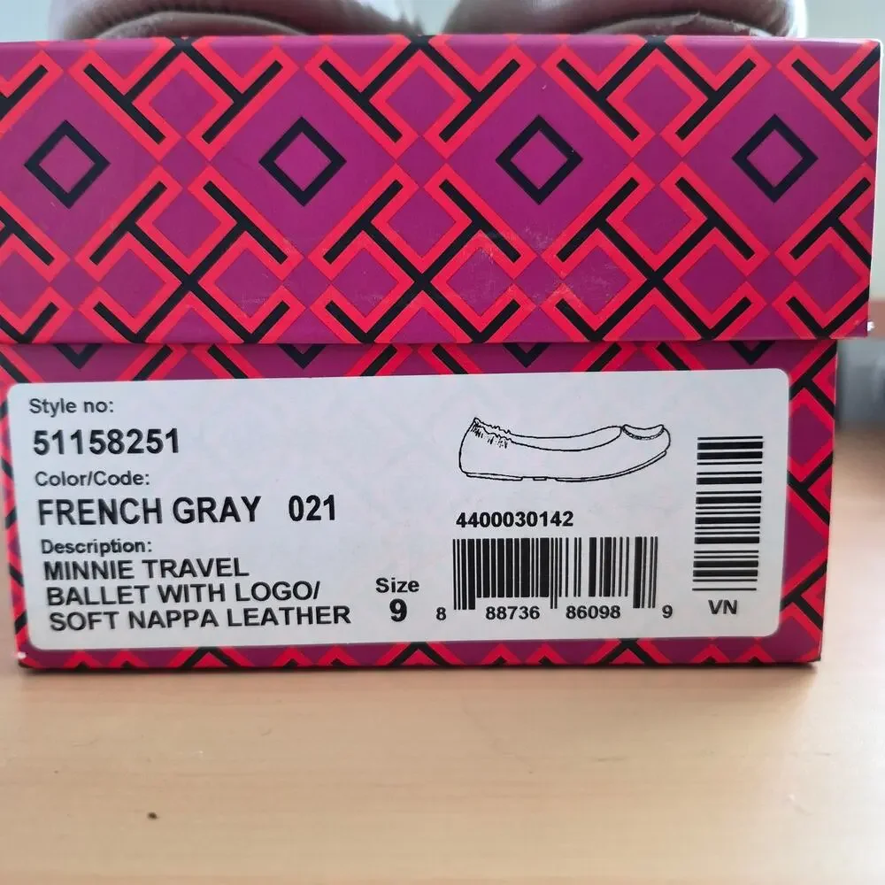 Tory Burch mini travel ballet with logo gray size 9